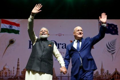 PM Modi, New Zealand, Auckland, Indian Diaspora, India New Zealand Relations, Christopher Luxon, Spark Arena, Indian Community, Māori Culture, Manaakitanga, Chandrayaan, Major Dhyan Chand, Veer Bal Diwas, Sikh Heritage, UPI, India Economy, Auckland News, Modi New Zealand Visit